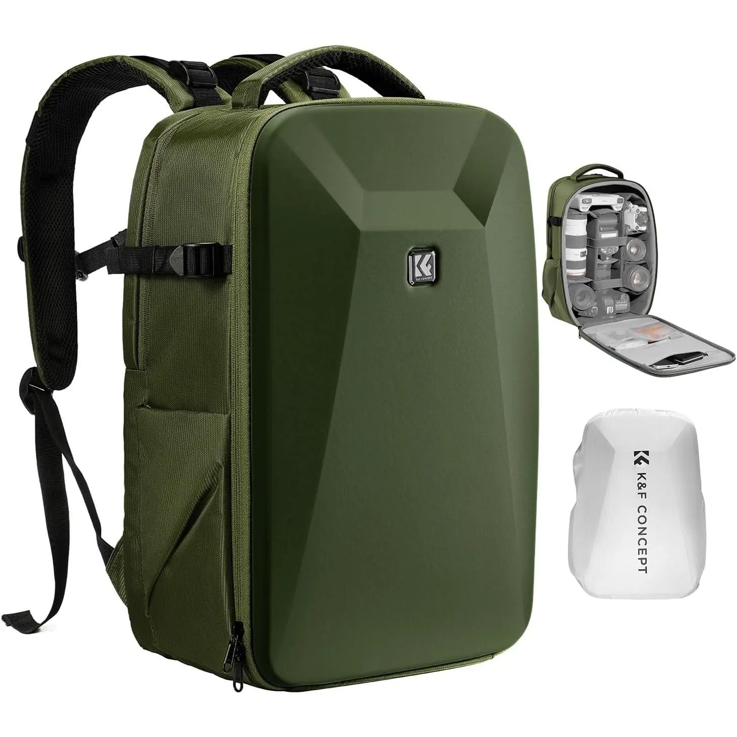 【DealsForYouDays】K&F CONCEPT Camera Backpack,Hardshell Photography DSLR Camera Bag with 15-15.6 Inch Laptop Compartment Hard Shell Camera Case Compatible with Canon/Nikon/Sony/DJI Mavic Drone