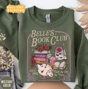 Retro Belle’s Book Club Tshirt, Sweatshirt, Tale As Old As Time Pullover, Beauty and the Beast Sweater, Cozy Book Lover Gift
