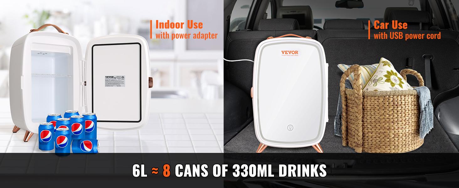 Vevor Mini Fridge for Bedroom, TikTokShopBlackFriday, Luxury Skincare Fridges with Mirror and LED Light, AC/DC Cosmetic Fridge for Office Dorm Car, Small Makeup Refrigerator for Beauty Face Mask Beverage Chill