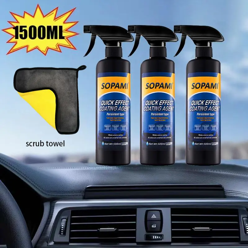 SOPAMI Car Coating Spray-Advanced Automobile Quick-acting Coating Agent With Dust -Proof and Glazing Effects -Car Paint Waxing Solution For a Showroom Shine, Quick Detail Spray, Waterless Spray Wax