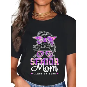 Premium 100 Cotton Senior Mom T-Shirt for the Class of 2026 Mother of the Graduating Senior Celebration