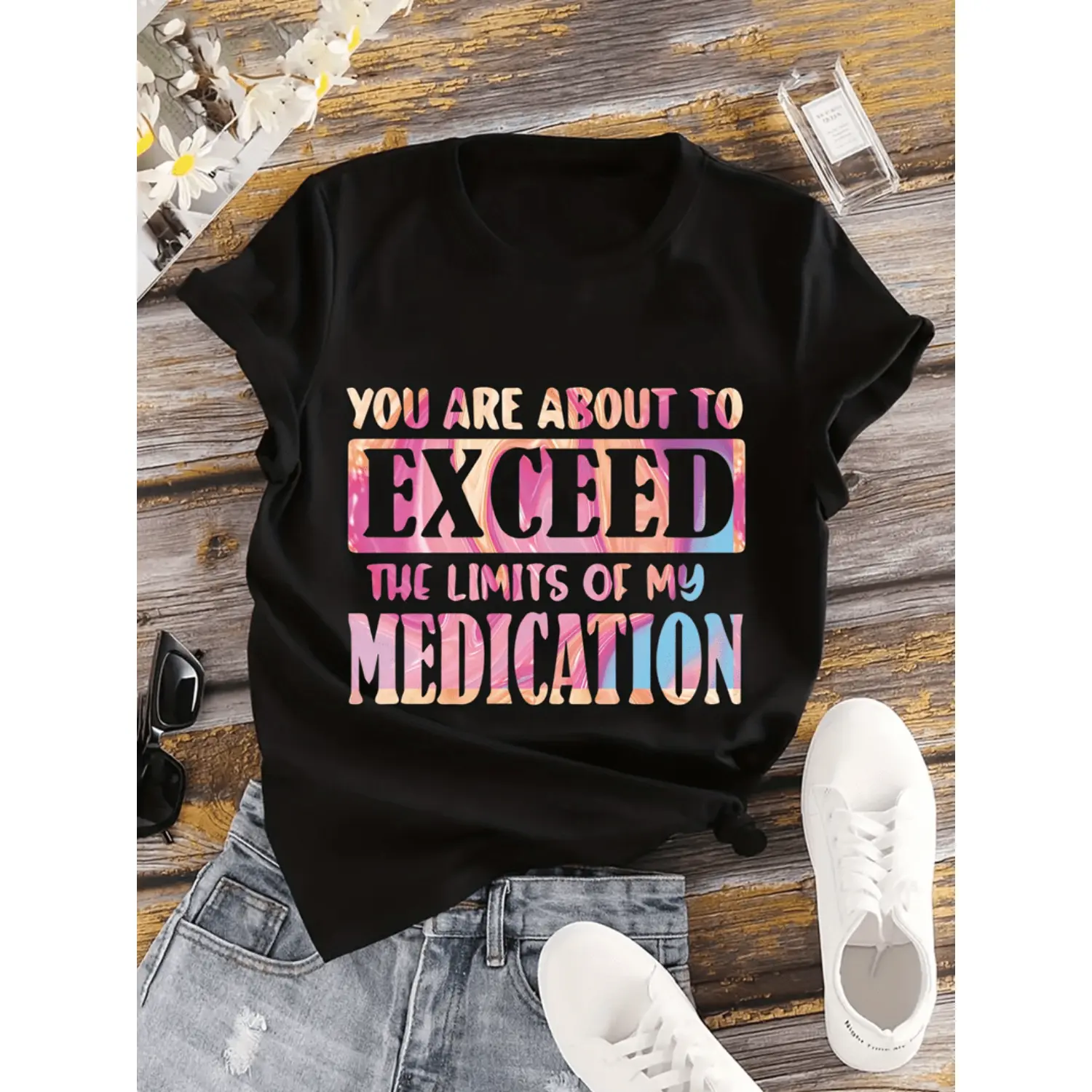 Women's Plus Size Soft Smooth Shortsleeve Crew Neck Sports T-Shirt - Solid Black, Trendy Gradient-Geometric Print with Colorful Text, Stretchy Elastic Fabric, Strap-Inclusive, Low Iron, Sporty Chic Fit for Spring-Summer Everyday Wear, Casual, Graphic Tee,