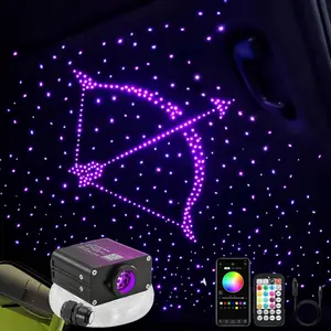 16W RGBW Starlight Car Roof Ceiling Light, Twinkle & Sound-Activated LED Fiber Optic Kit, 500-Piece Starlight Headliner for Single Cab Truck Decorative Lighting