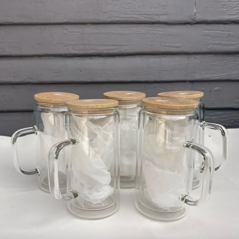 Snow-Globe 16oz with Handle (5pk)- Durable Design, Individual Box, 16oz Outside & 12oz Inside - Bottle, Drinkware