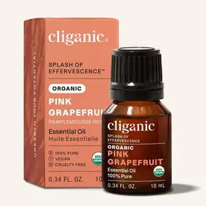 Cliganic Organic Pink Grapefruit Essential Oil - 100% Pure, Natural, Non-GMO Verified - Ideal for Aromatherapy & Wellness (Packaging May Vary)