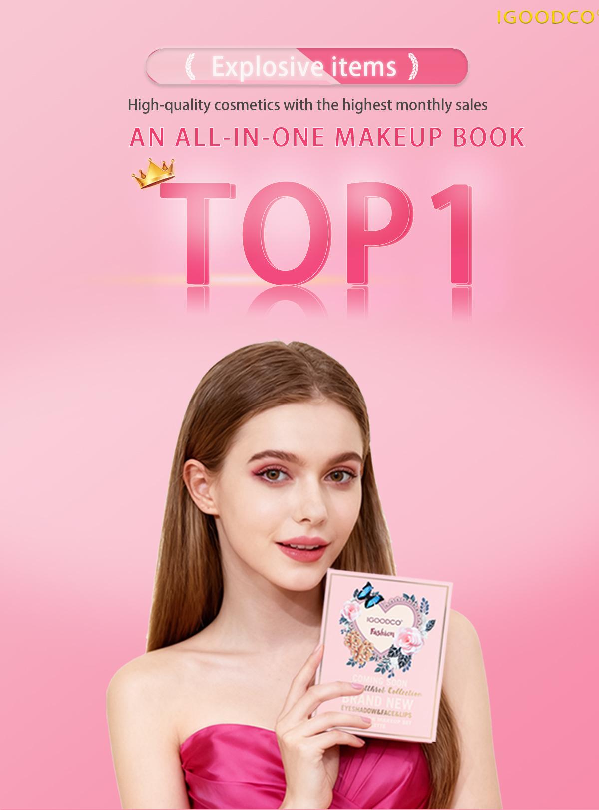 IGOODCO Ig3057-1Pcs 5-Page Book Eyeshadow Palette High Gloss Matte Makeup Color Eye Shadowplate 78 Vibrant Shades Compact Glitter Palette