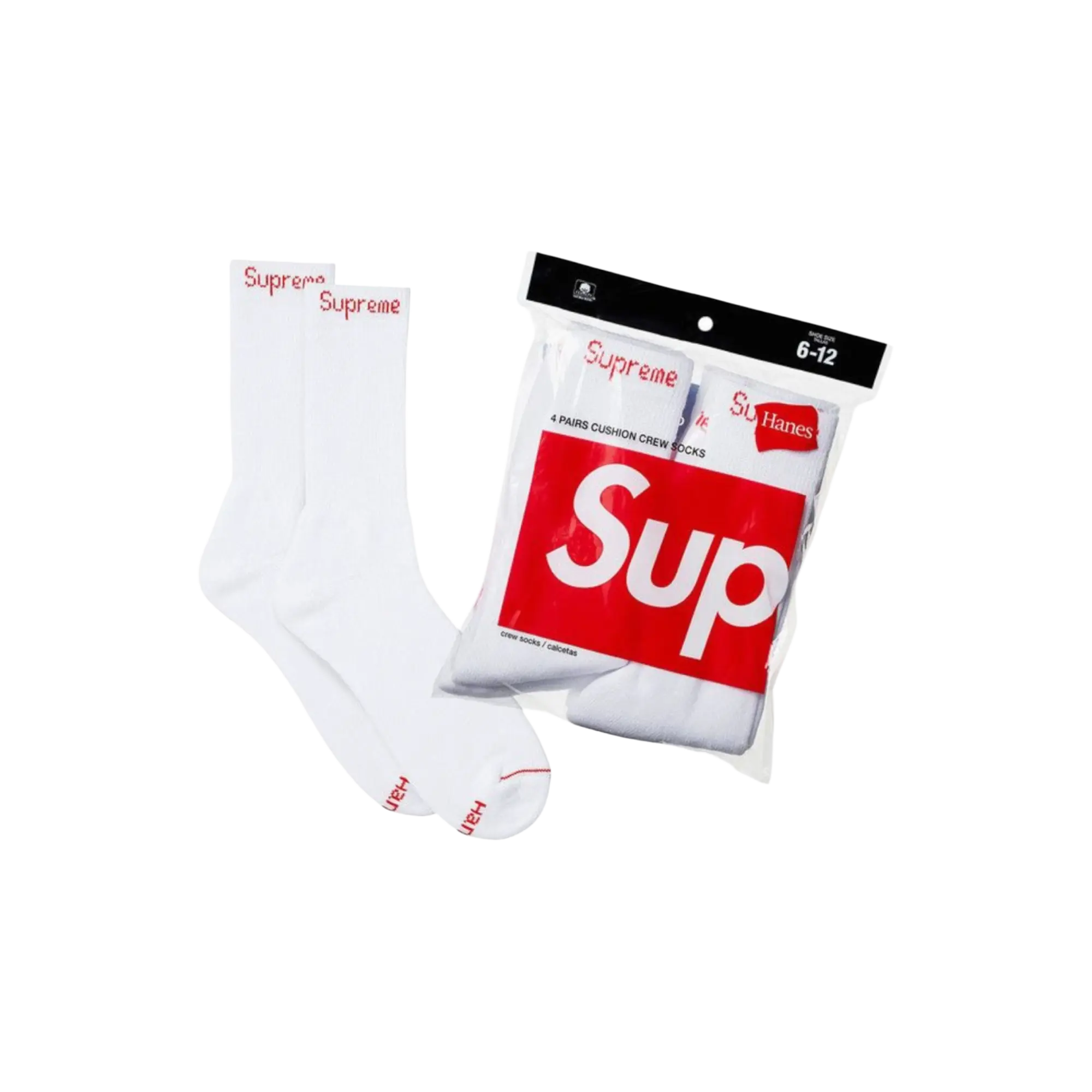 1179377 Supreme Hanes Crew Socks (4 Pack) White