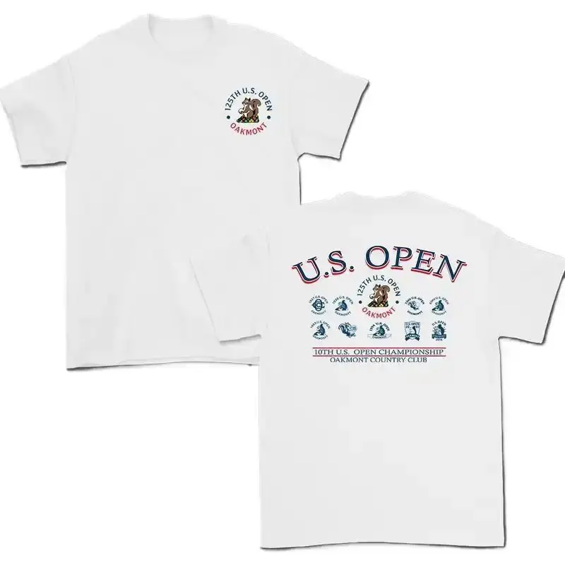 Menswear Short-Sleeve Round Neck Top - Unisex U.S. Open Oakmont Vintage Graphic T-Shirt, Casual Classic Fit 100% Breathable Cotton