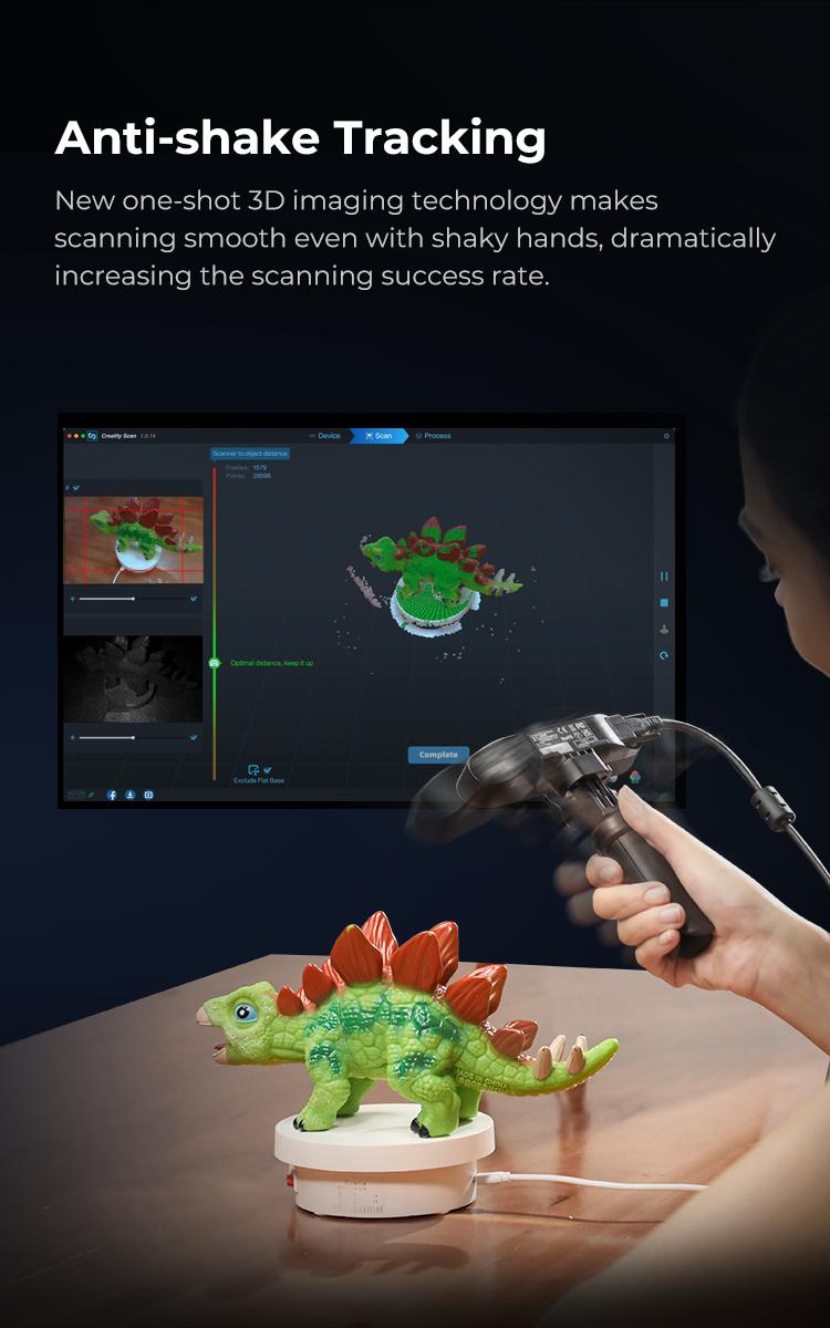 Creality CR-Scan Ferret Pro 3D Scanner with 0.1mm Accuracy, WiFi 6, Anti-Shake 3D Imaging, 24-Bit Color, Scan Black/Metal, Portable, Low Power