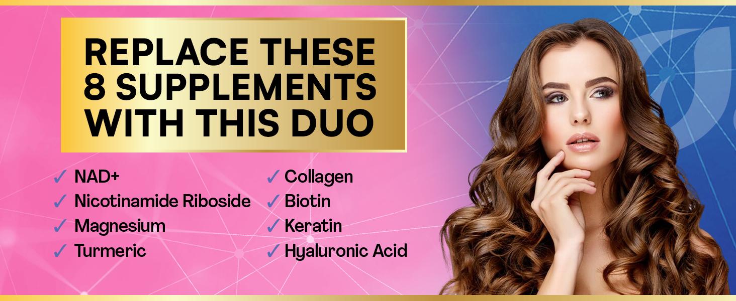 Forever Young Set - PARROX NAD+ & Collagen Healthcare & Dietary Supplement Combo for Extra Skin Aging Support, Hair Health, & Overall Wellness - Made in USA