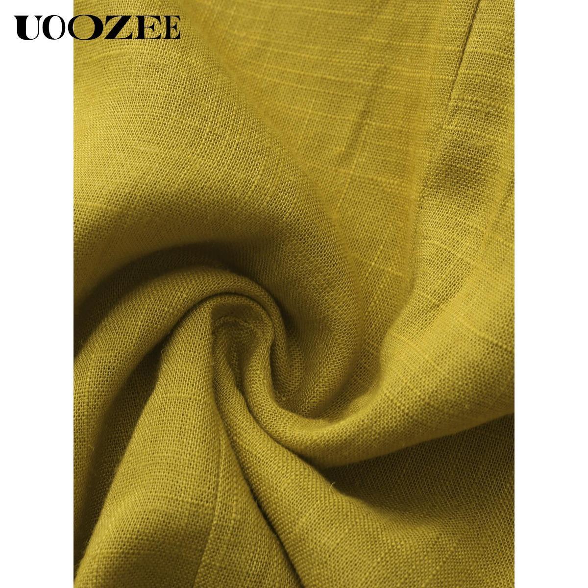 Women's Half Sleeve Loose Plus Size Long Skirt - Solid Color, Round Neck, Casual Summer Comfort, Daily Elegance, Linen Fabric, Comfortable and Breathable, Minimalist Chic Style (the size is too large, it is recommended to order a size smaller)