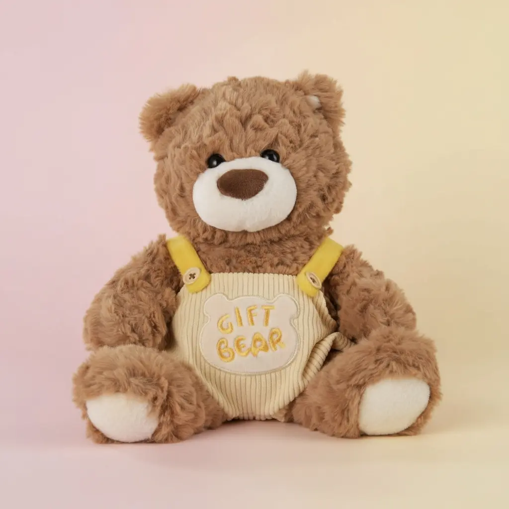MINISO Gift Bear Series Sitting Plush Doll - Cute Stuffies, Plushies with Adorable Overalls, Soft Stuffed Animal, Ideal Home Decor & Daily Companion Gift