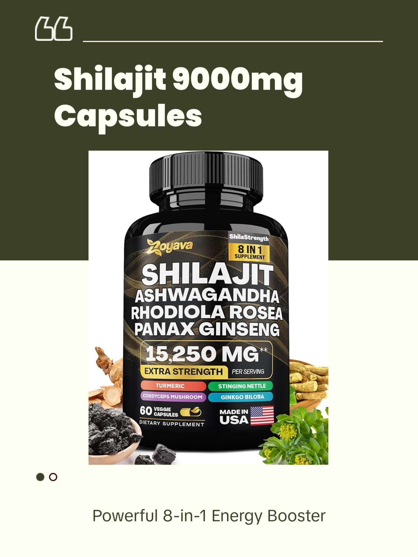 Zoyava Shilajit Pure Himalayan 9000MG,Energy Booster Ashwagandha 2000MG Adult Organic