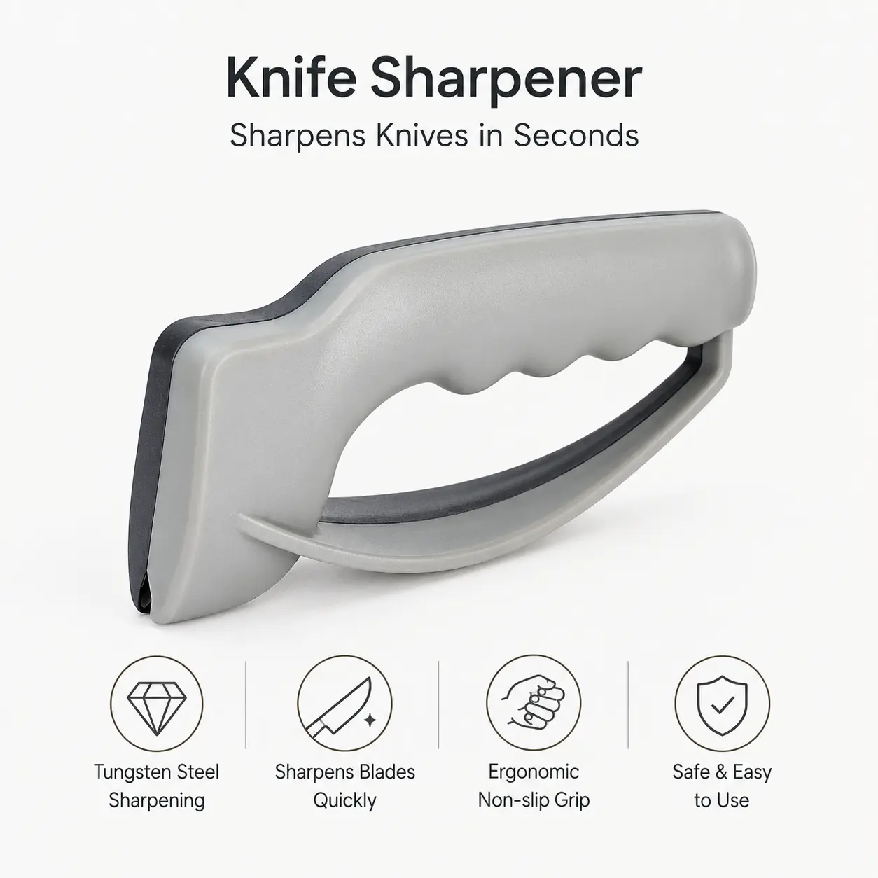 1 Count, Handheld Kitchen Knife Sharpener, Ergonomic Non-slip Grip Sharpening Tool for Home Kitchen Stainless Steel Knives
