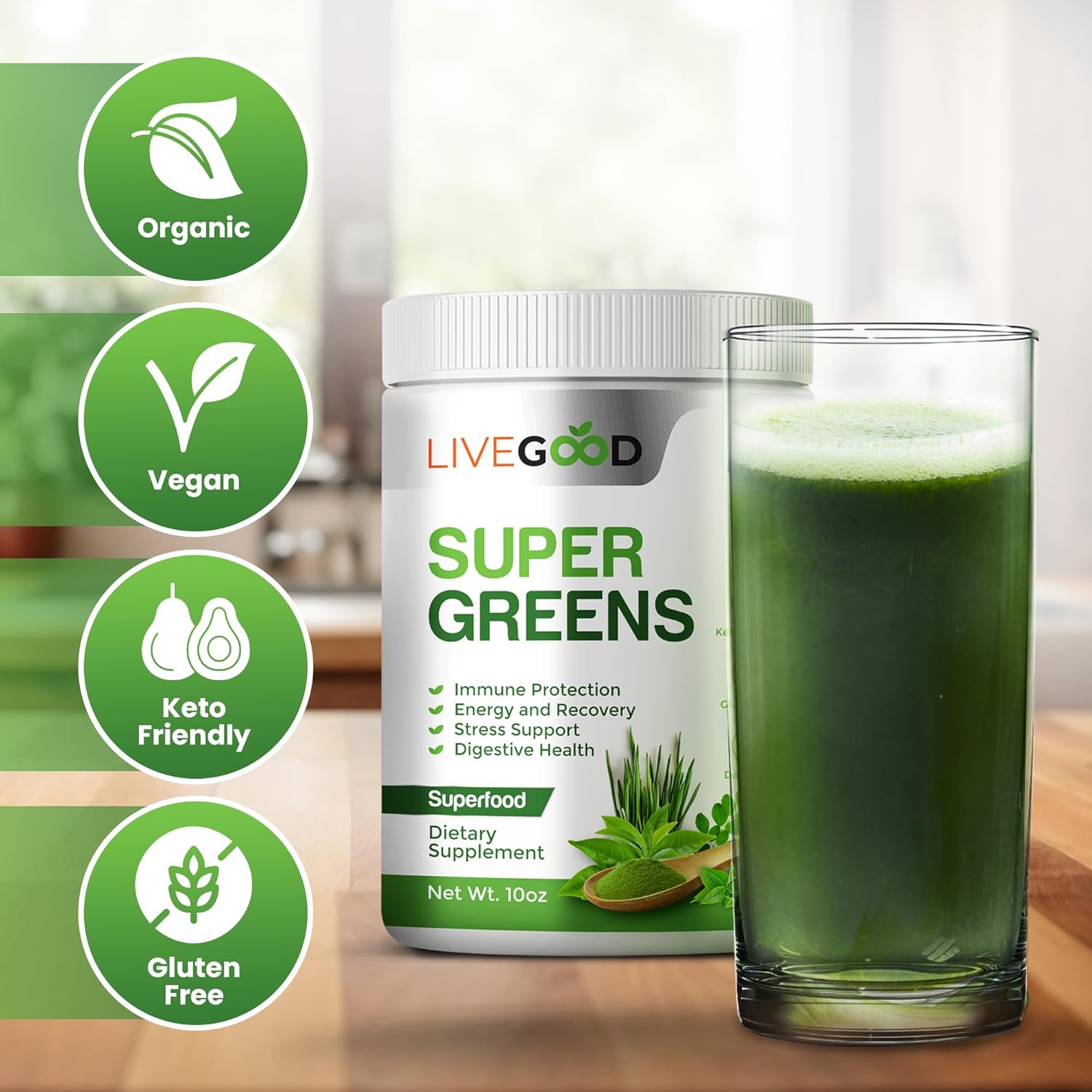 LiveGood Super Greens & Super Reds Bundle – USDA Organic Superfood Powder for Immune Support, Energy, Circulation, Digestive & Cognitive Health (30 Servings Each)