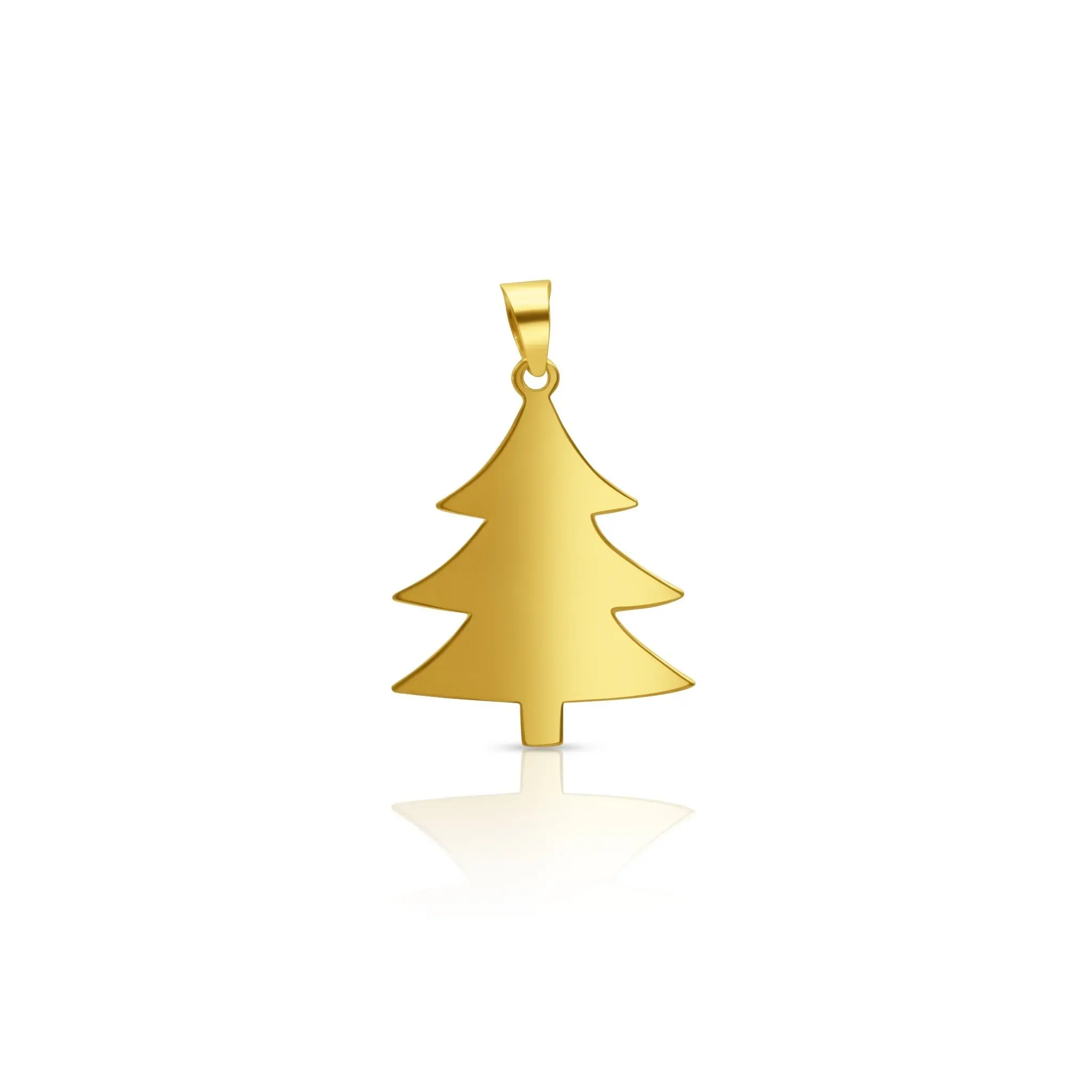 Christmas Tree Charm Pendant, Solid 18K Gold