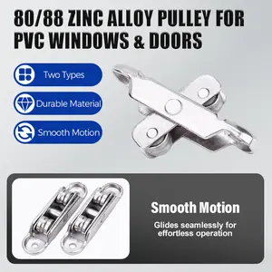 80/88 Zinc Alloy Pulley for PVC Windows & Doors - Smooth Sliding, Quiet Operation, Corrosion-Resistant, Durable Material, Two Types: Slot Wheel & Flat Wheel