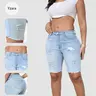 Women's Cotton Blend Washed Distressed Ripped Above-the-Knee Stretchy Jorts - Chic, Comfortable Fit, Trendy Frayed Hem, Everyday Casual Streetwear Bottoms for Summer, Beach Style