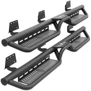 【Yzona】Quad Cab Running Board Side Steps Compatible with 2019-2026 Dodge Ram 1500 New Body, Bolt-on Nerf Bar, Heavy-Duty Steel Two Stairs Design (Black, Star Logo)