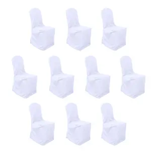 10 Pack Polyester Banquet Chair Covers White - Reusable Stain-Resistant Slip-On Design