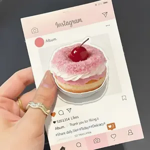 Pink Cherry Glazed Donut Phone Grip  Cute Aesthetic Dessert Pop Socket for Foodies  Kawaii Pastry Phone Accessory  Sweet Treats Gift for Her
