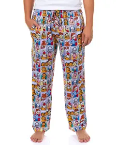 Garfield Pajamas Men's Character Comic Squares Adult Lounge Sleep PJ Pants
