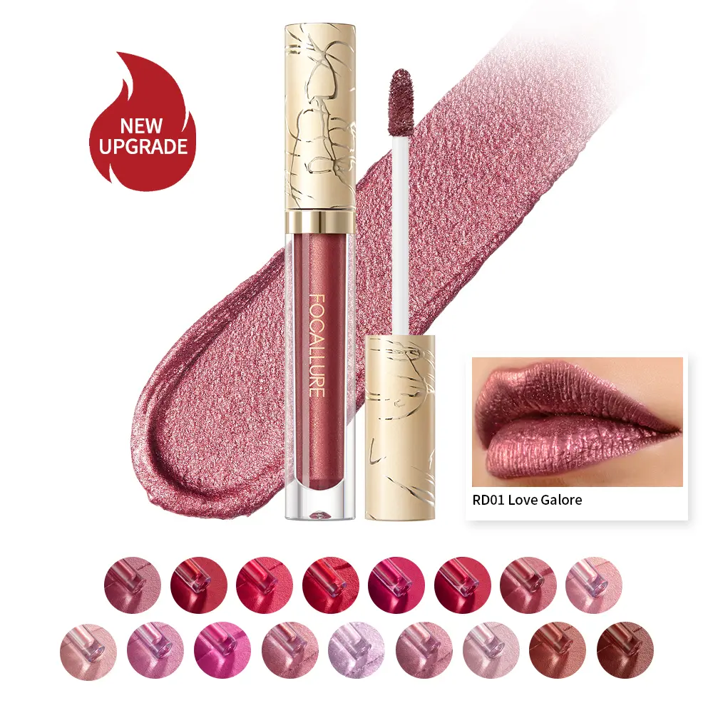 Focallure Glam Metallic Liquid Lipstick #RD01 Love Galore Metal Lipgloss Lightweight Smooth Cosmetic Long-lasting Waterproof#backtoschool