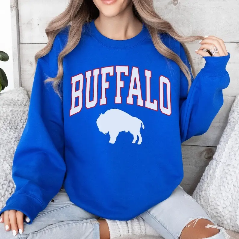 Vintage Buffalo Football Sweatshirt, Trendy Buffalo Crewneck, Football Gift Fans