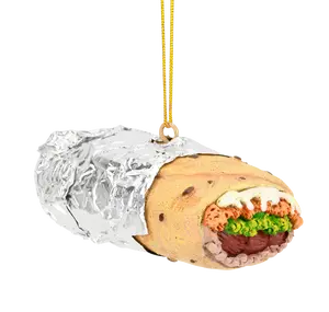 Tree Buddees Burrito Wrapped in Tin Foil Food Christmas Ornament Hand-Painted Resin 1.5" x 3" Festive Food Flair for Xmas Tree