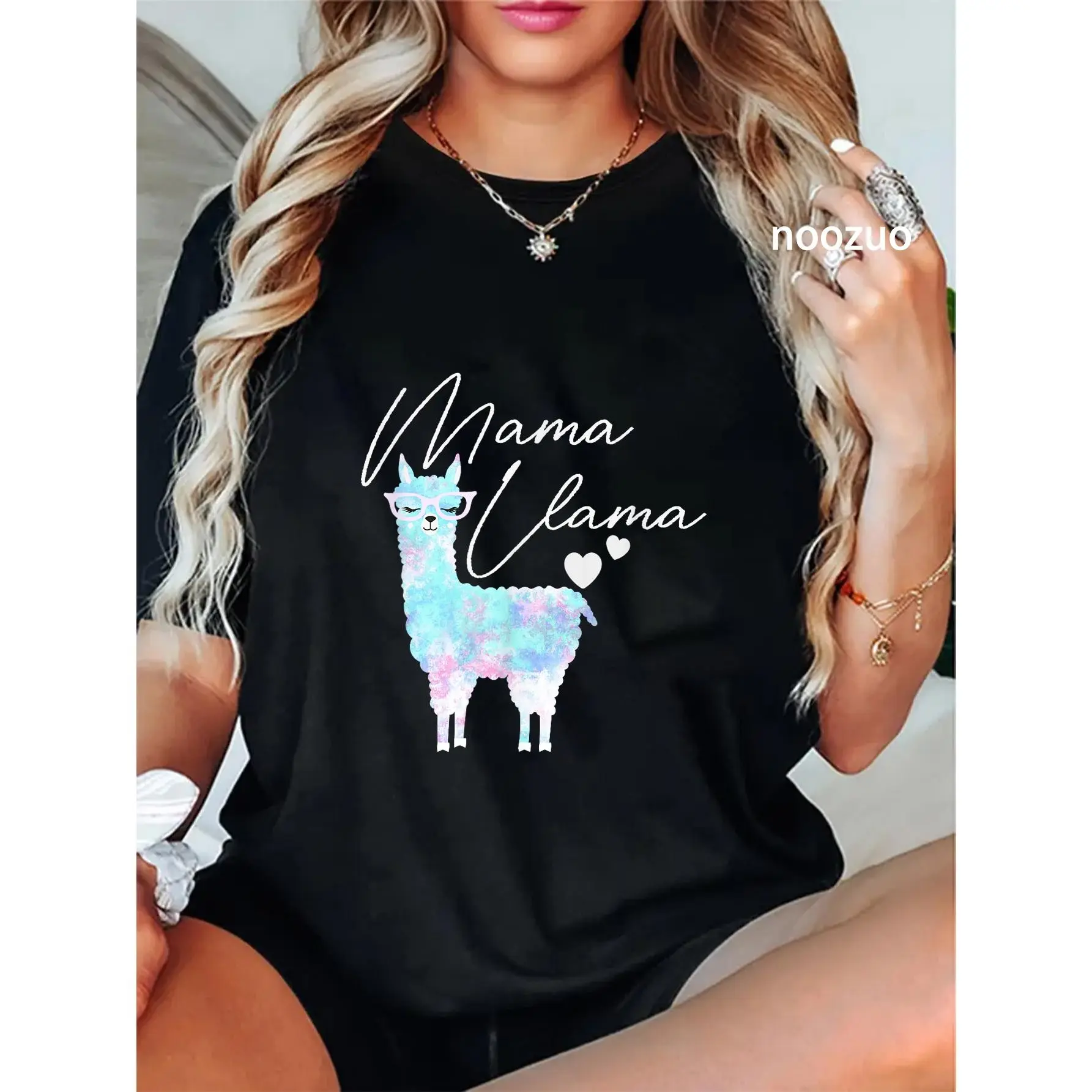 100% Cotton Rainbow Mama Llama, Watercolor Llama, Pastel Mama Llama T-Shirt
