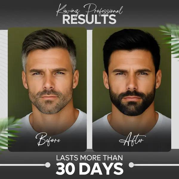 KIWINZ PRO 5 in 1 Men Beard & Hair Dye Shampoo - 5-in-1 Formula with Argan Oil & Keratin - No Stain on Skin - Anti-Hair Loss - Moisturizing & Breakage Solution - Hair Color Shampoo for Men Haircare Conditioner 500ml