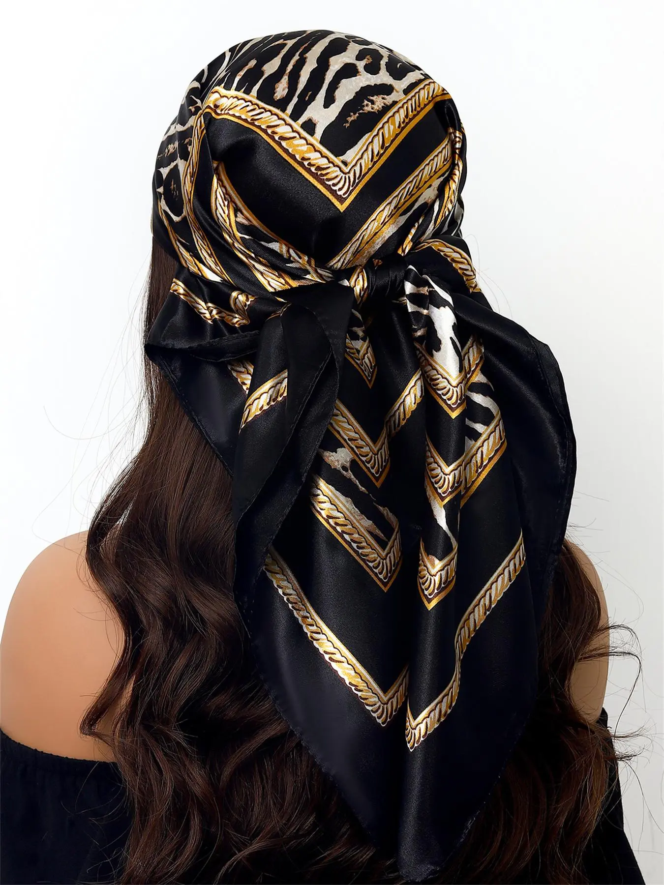 Women's Fashion Leopard Print Square Scarf, Casual Soft Comfortable Shawl for Daily Wear, Fashion Accessories for Women & Girls, Boho Style Scarf, Fashion Hair Scarves, Square Head Scarf, Fashion Shawl Wrap