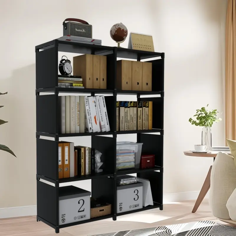 Multi-Style Open Bookshelf - 4-Tier/8-Cube Freestanding Storage Rack, Home Office Display Organizer, Shelves for Bedroom