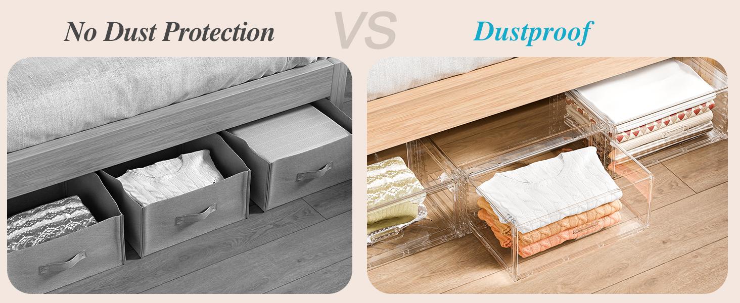 [Live only] Vtopmart 2/5/6 Pack UnderBed Large Clear Stackable Storage Drawers 18-27QT, Easily Assemble Closet Storage Bins, Dust-Proof for storing shoes, clothes, bedding, and off-season essentials