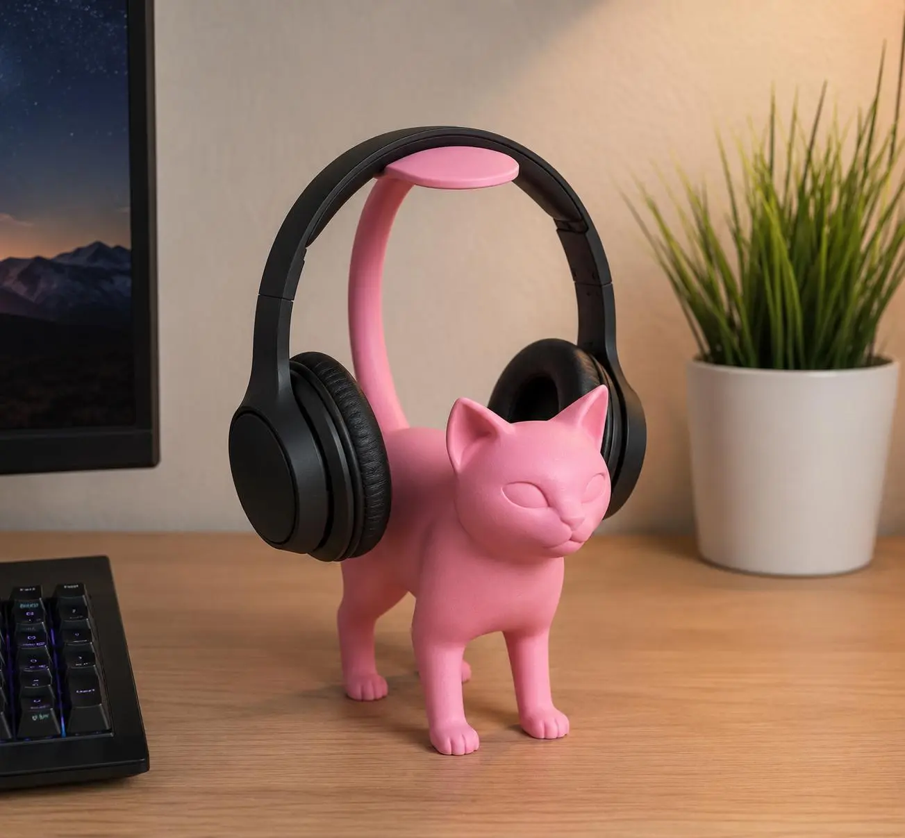 Cat Headphone Stand Aesthetic Durable