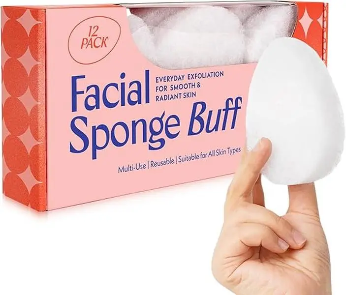 Facial Sponge Buff 12-Pack — Daily Cleansing & Exfoliating Pads