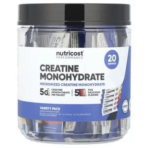 Nutricost Performance, Creatine Monohydrate, Variety Pack, 20 Stick Packs, 0.2 oz (5.2- 6.7 g) Each