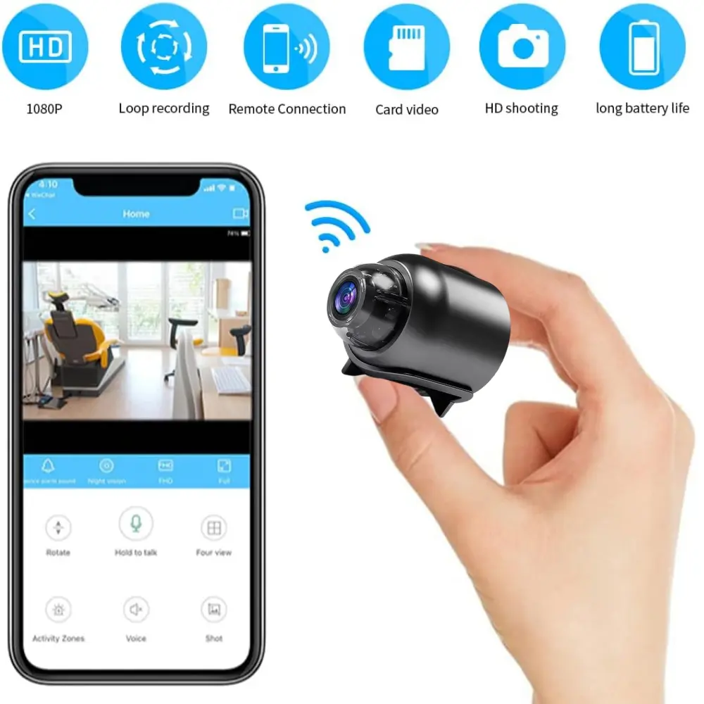 Indoor Safety Security Surveillance Night Vision Camera, 2.4GHz WiFi Video Recorder Camera,HD Mini Camera for Home Security WiFi Cameras Doorbell with Monitor Compact Smart Security Camera system full