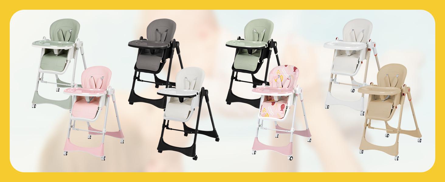 High Chair & Cradle For Children's,Multifunctional 8-in-1 Adjustable High Chair with Removable 3-Position Adjustable Tray, stain resistant Stability Structure & 3-Point Safety Harness,Dining Room Furniture
