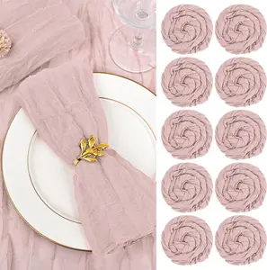 FANI 42/60/84/100 Pack Gauze Cheesecloth Napkins Wrinkled Table Napkins Soft Cotton Cloth Napkins Rustic Decorative Napkins for Weddings Party Dinner Table Everyday Use, 20 x 20 Inch Tableware Decorations Supplies Decorations Supplies