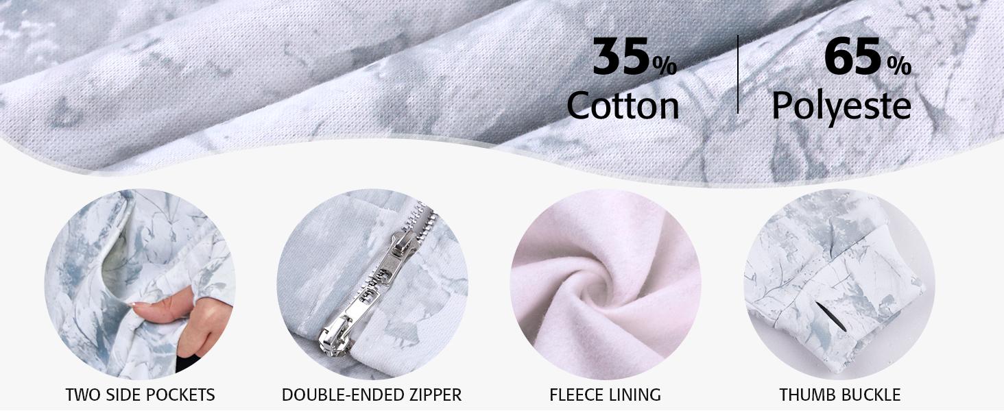 ATTRACO Women's Leaf Print Oversized Hooded Sweatshirt Solid Color Full Zip Long Sleeve Pocket Sweatshirt