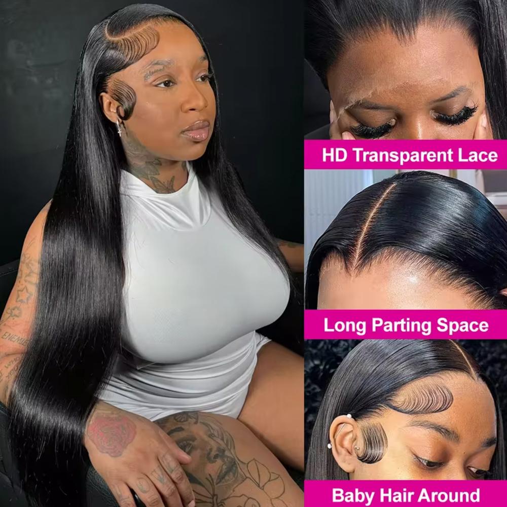 Bling Hair Long Bone Straight 13x4 13x6 Lace Frontal Wig For Women Human Hair Wigs Lace Wig Human Hair Natural Black SpringStatements