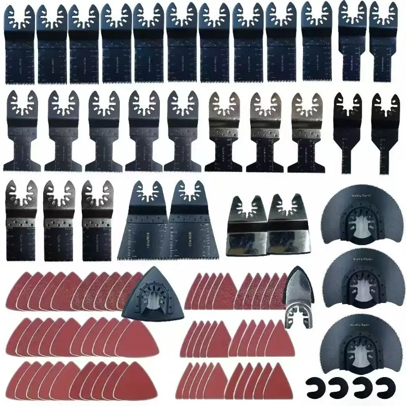 95-Piece Universal Titanium Oscillating Saw Blade Multitool Kit for Hobbyists - Cutting Wheels, Blades, Sandpaper, Sickle Accessories for Metal/Wood Cutting, Power Tools, Precision & Efficiency in DIY Home Projects
