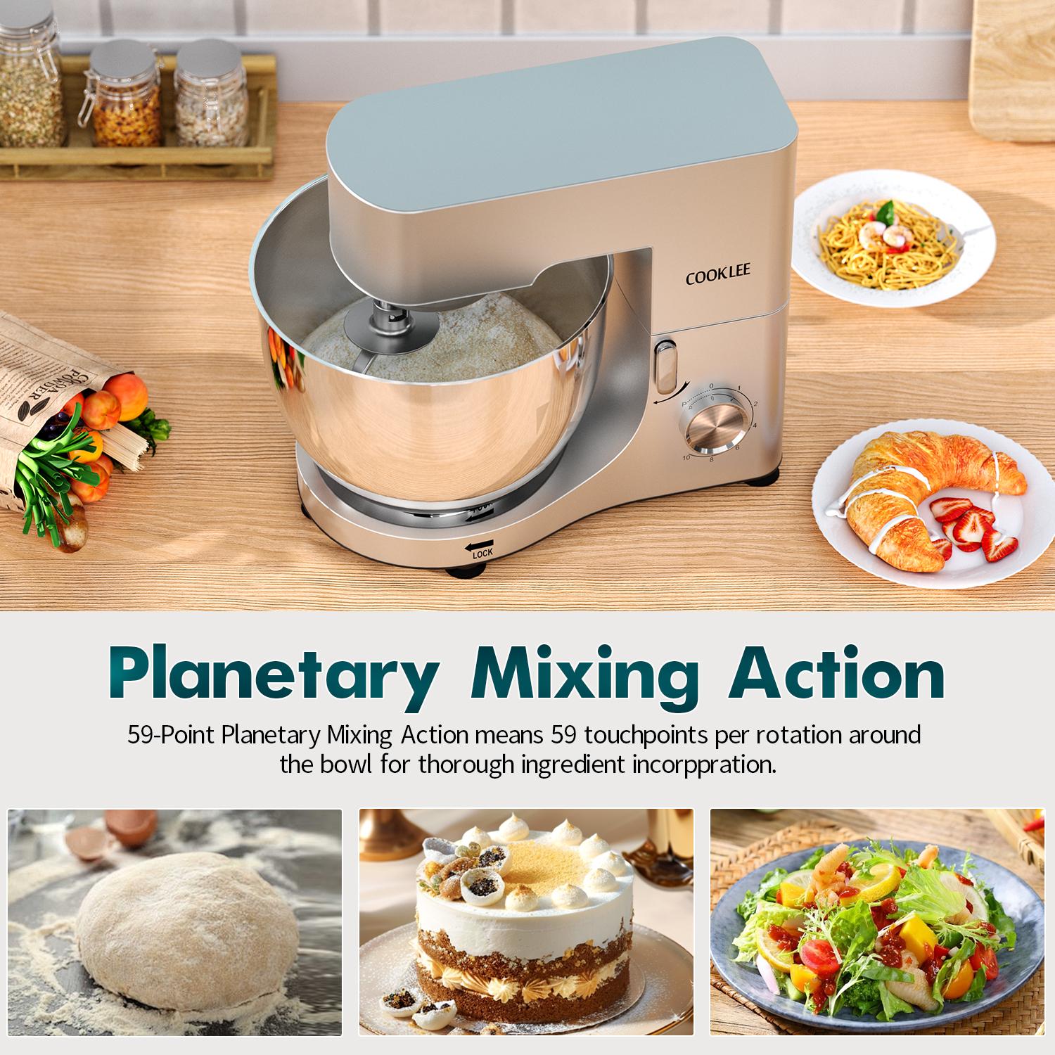 COOKLEE 9.5 Qt 660W Stand Mixer | 10-Speed Electric Kitchen Mixer with Dishwasher-Safe Attachments (Dough Hooks, Flat Beaters, Wire Whip, Pouring Shield) | Perfect for Home Bakers