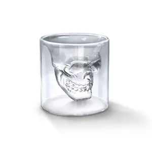 DOOMED Skull Shot Glass - Hand-Blown Borosilicate Crystal Clear Glass, 2.5 oz Capacity, Gift Box Packaging, Conversation Starter Bar Accessory