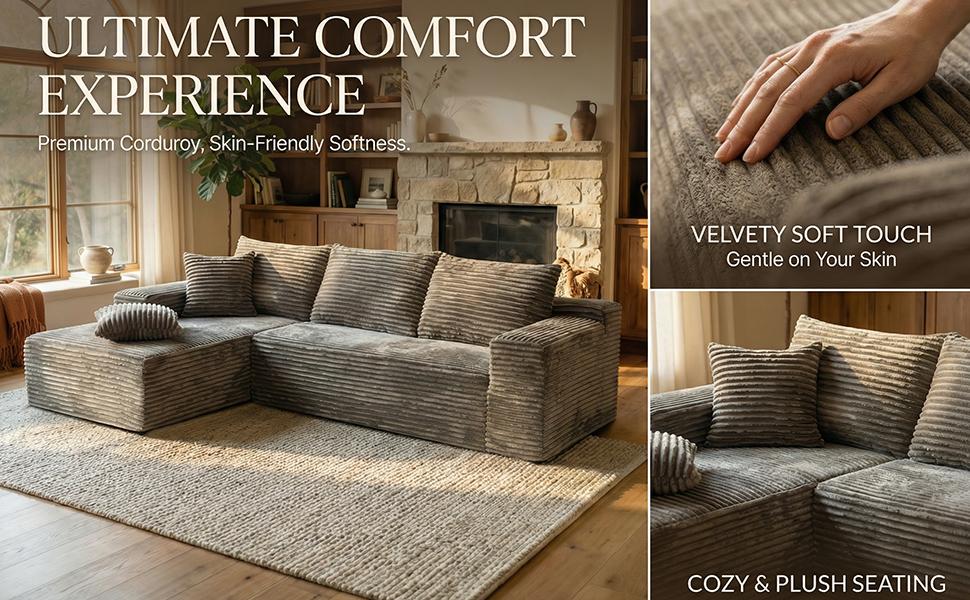 Full-Sponge Vacuum-Compressed Sofa, Bone-Free Design for Living Room/Bedroom, No Assembly Required, Modular Velvet Cloud Velvet Sofa that Converts into a Double Sofa Bed