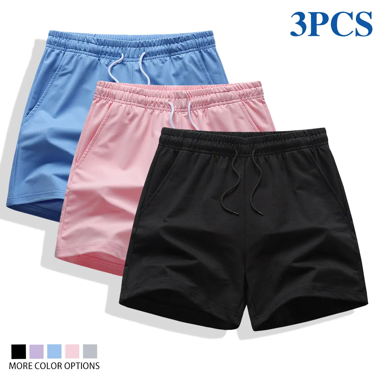 Women's 3-Pack Basic Sweat Shorts, Soft and Breathable Athletic Wear Bottoms with Elastic Waist and Drawstring for Summer Fitness, Bottom, Everyday Sweatshort, Shorts For Women, Polyester Blend,travel essentials,camping essentials, Breathable Knit