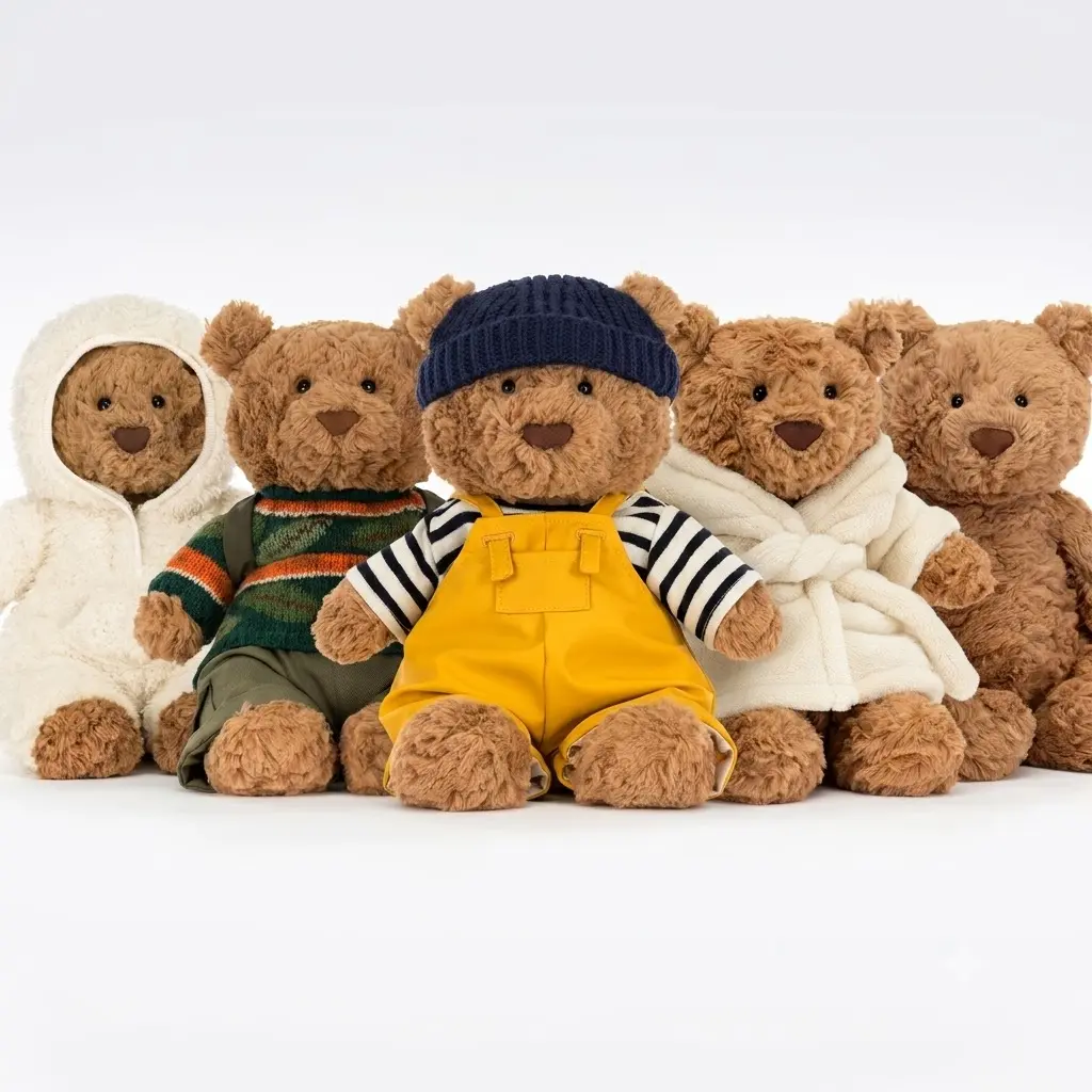 Jellycat Bartholomew Bear Plush Keychain - Cozy Stuffed Bears, Soft Furry Collectibles, Cuddly Doll Gift Idea for Kids