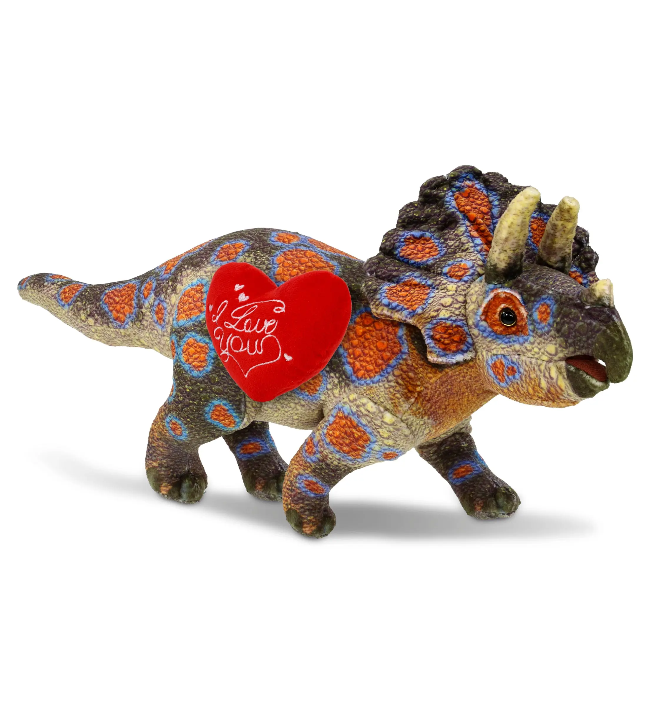 PLUSH I LOVE YOU RED HEART - WILD COLLECTION PLUSH - TRICERATOPS DINOSAUR 17"