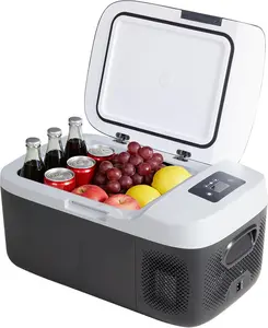 17QT Portable Car Refrigerator, -4°F Freezer with Bluetooth Control, 12V/24V DC & AC Powered Electric Cooler for Camping & Road Trips